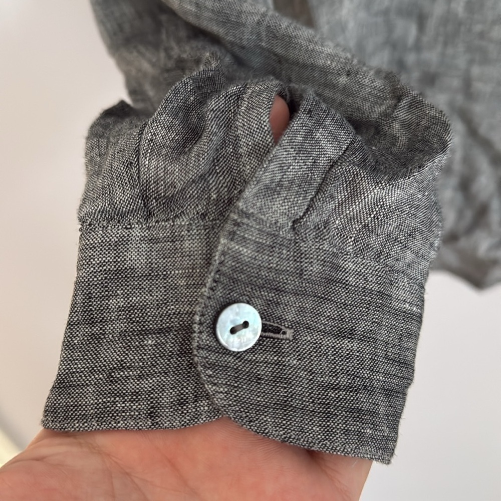 J. Jill Love Linen Gray 100% Linen Button-Up Shirt - Picture 4 of 5